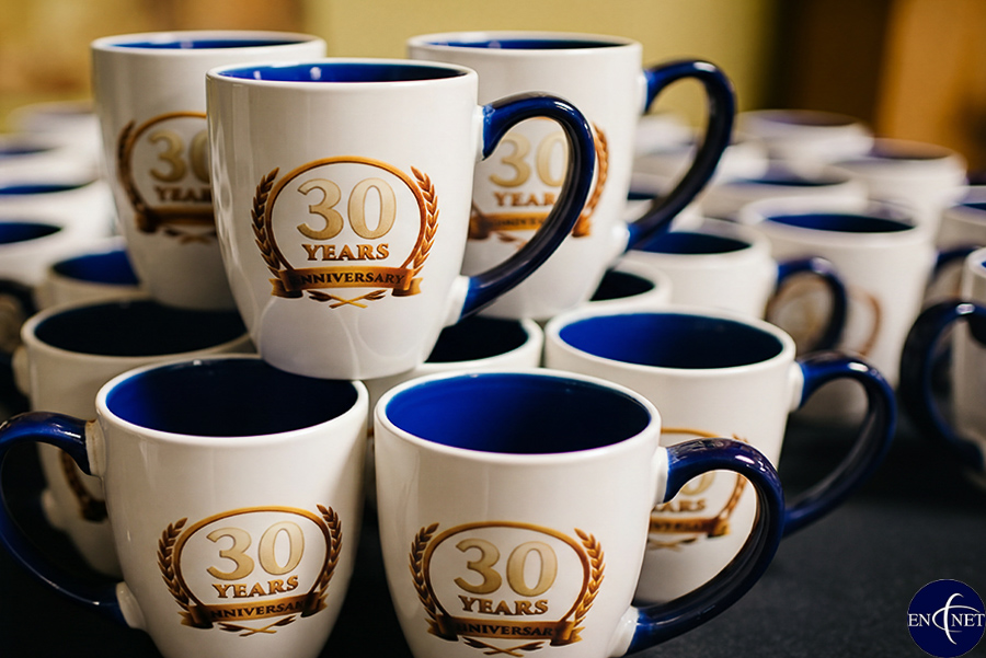 En-Net Services 30 year anniversary mug celebrating milestone in Frederick Maryland